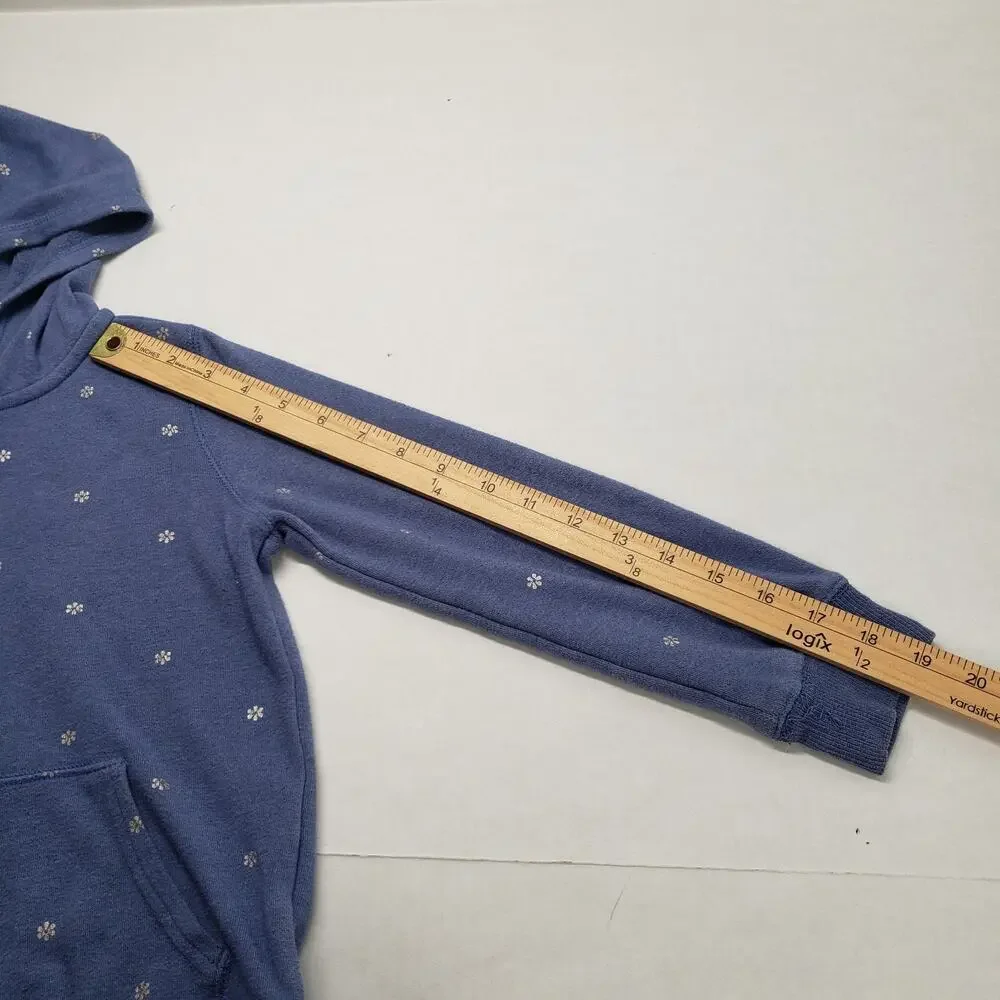 OshKosh B'gosh Full Zip Hoodie Girls 7 Blue Ditzy Floral Preppy Bohemian Jacket